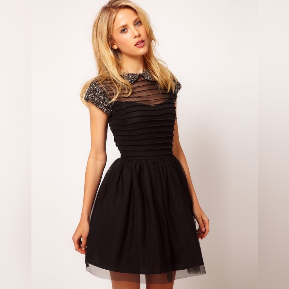 ASOS embellished Peter Pan collar babydoll dress size 12